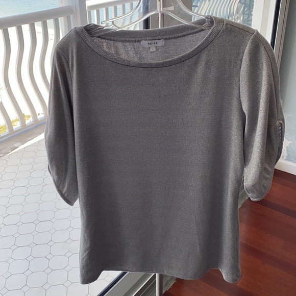 Reiss silver metallic sweater with bell sleeve S - Picture 2 of 3